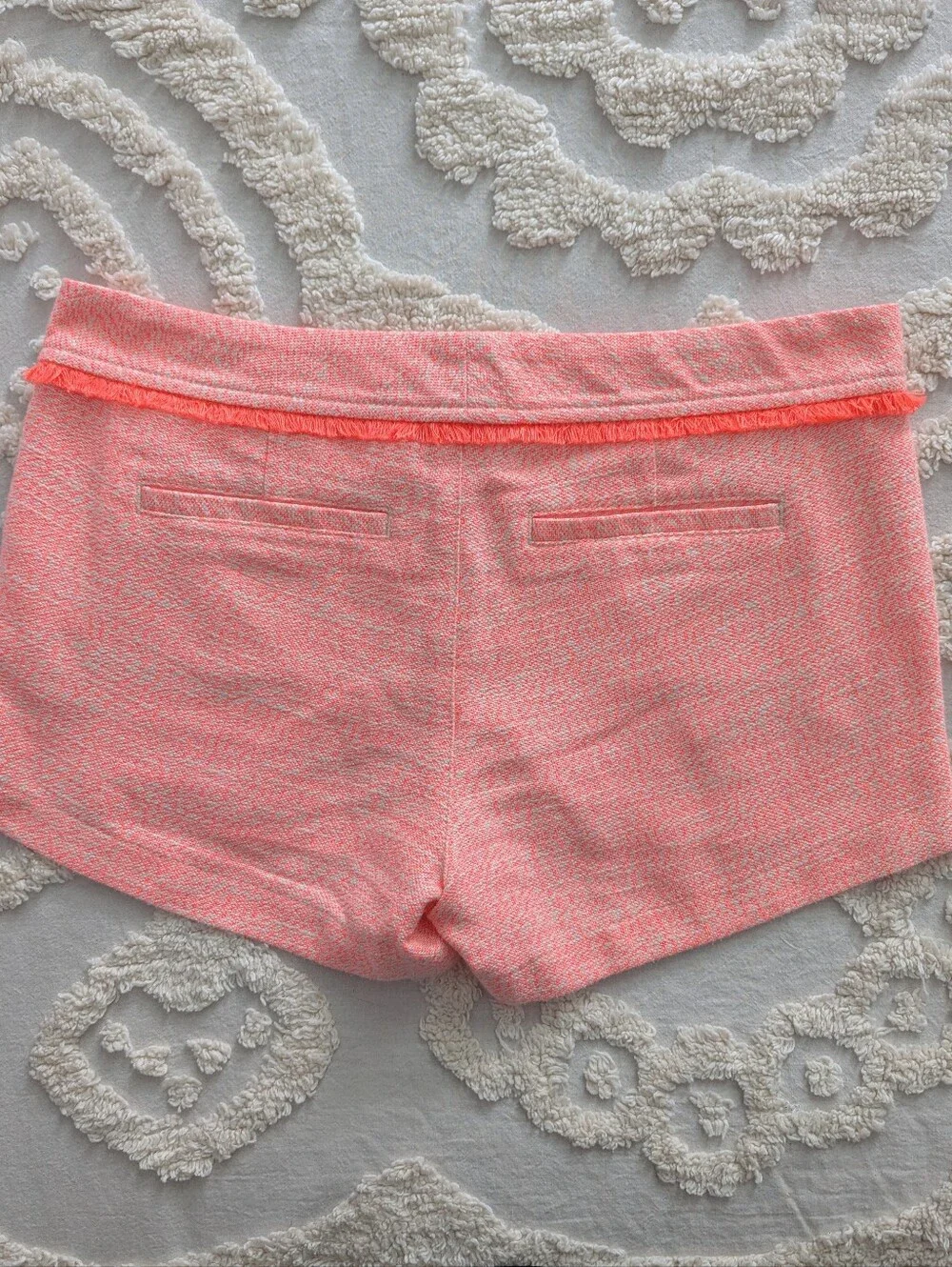 Lilly Pulitzer Walsh Shorts Papaya Orange Tweed Fringe Shorts 4 Old Money Summer